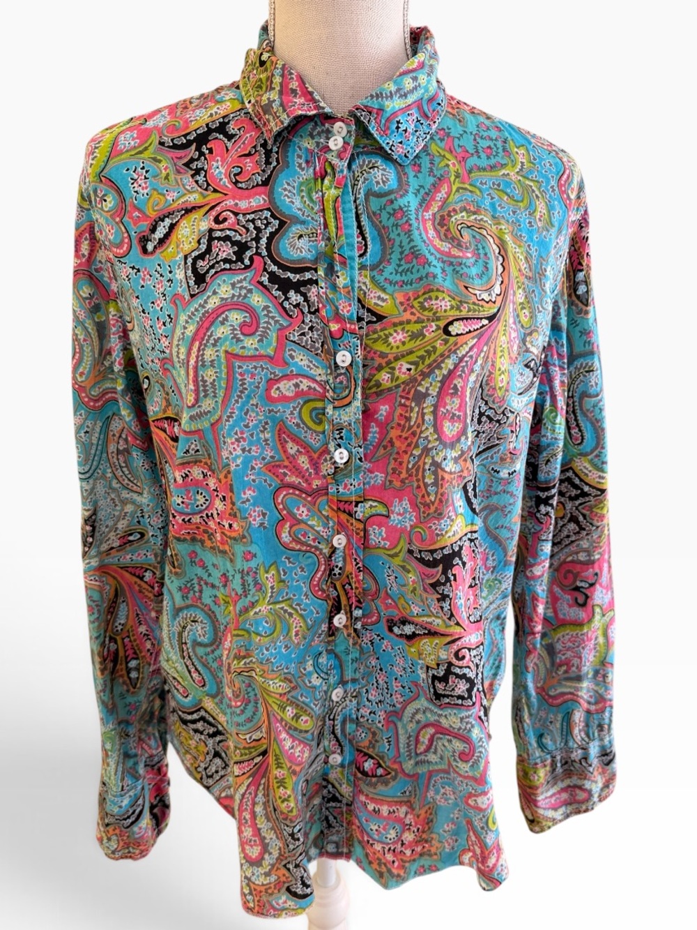 Cino Multicolor Paisley Cotton Button-Up Shirt L